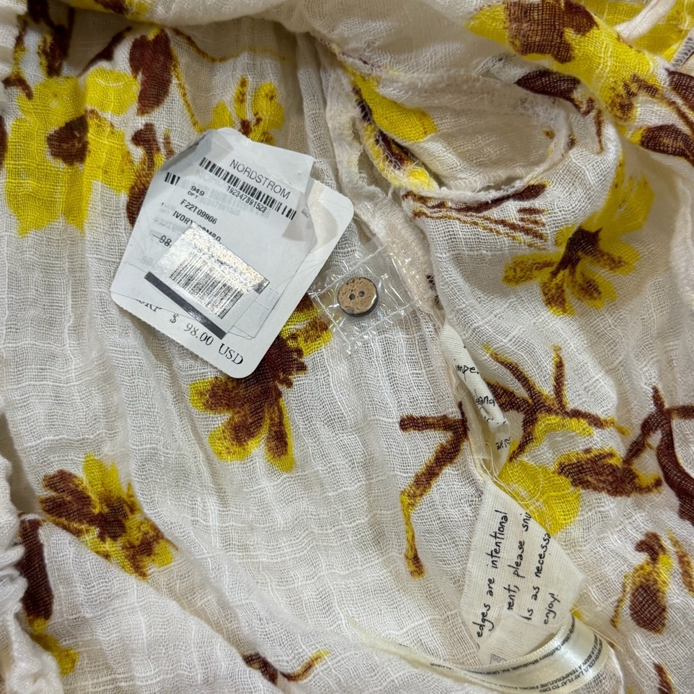 NWT Free People Naya Ruffled Drawstring-Hem Boho Top - Picture 9 of 13
